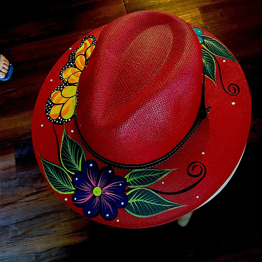 Beatiful Hand painted hats.Day/Night. Ultimate detail for your outfit.